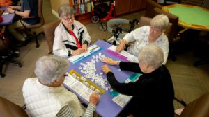 Seniors playing games at the village